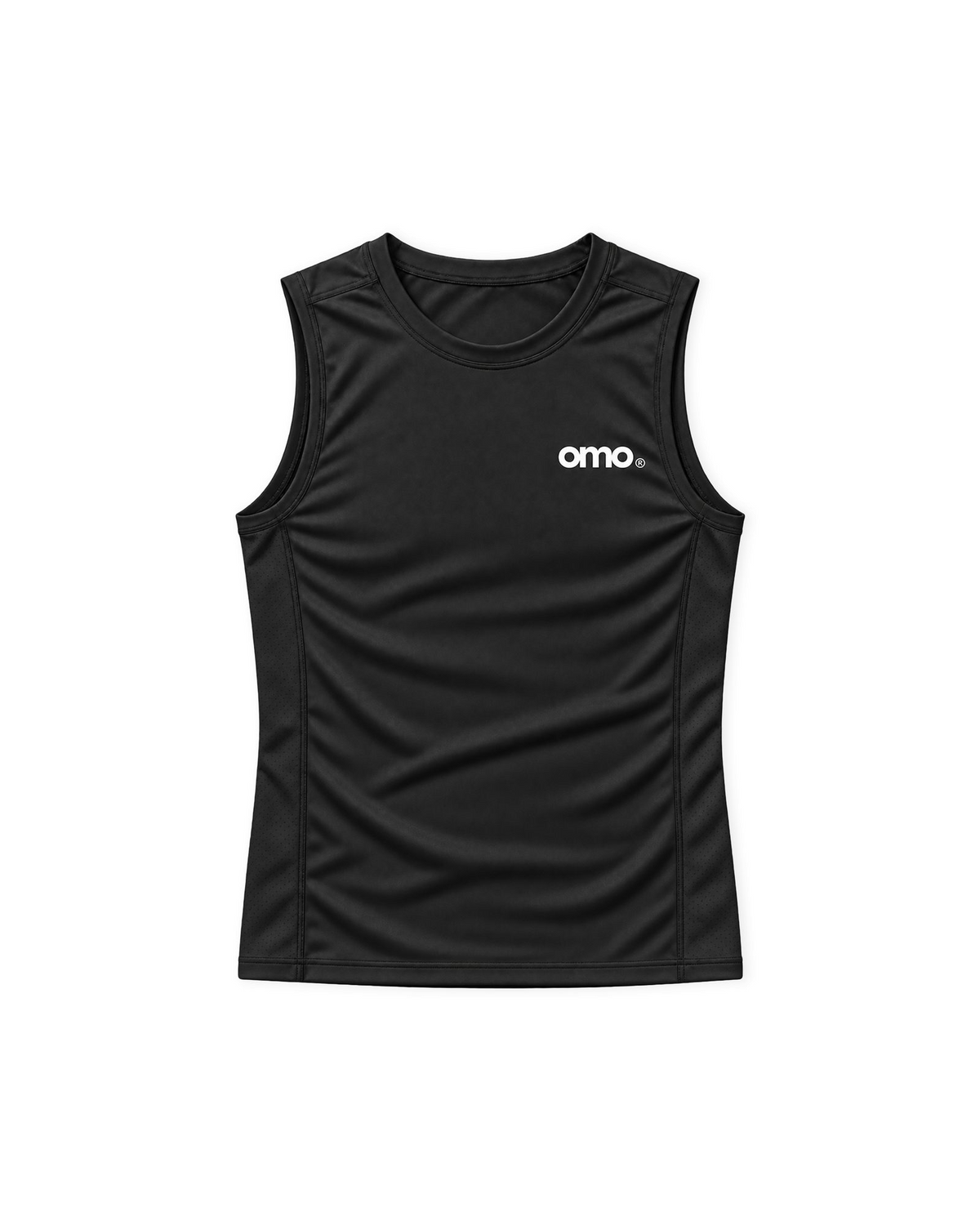 omo Compression Tank Top Schwarz – Vorderseite mit omo Logo