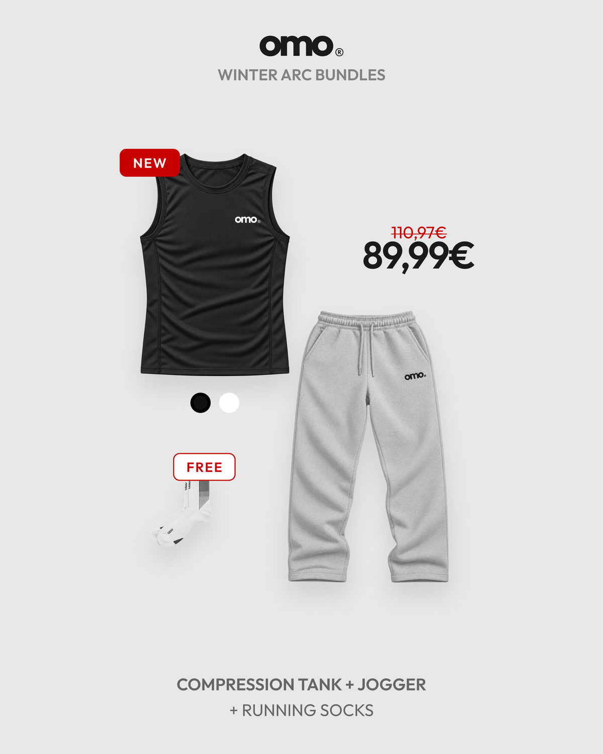 omo Winter Arc Bundle: Compression Tank + Jogger + Running Socks für 89,99 €